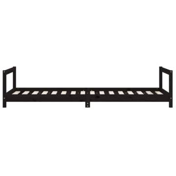 Kids Bed Frame Black 80x200 cm Solid Wood Pine