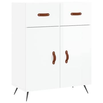 Highboard High Gloss White 69.5x34x180 cm Engineered Wood