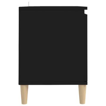 TV Cabinet with Solid Wood Legs Black 103.5x35x50 cm