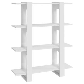 Book Cabinet/Room Divider High Gloss White 100x30x123.5 cm