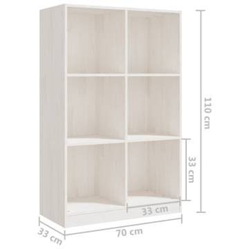 Book Cabinet White 70x33x110 cm Solid Pinewood