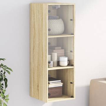 Wall Cabinet with Glass Doors Sonoma Oak 35x37x100 cm