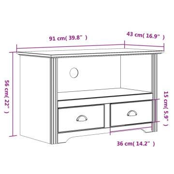 TV Cabinet with 2 Drawers BODO Grey 91x43x56 cm Solid Wood Pine