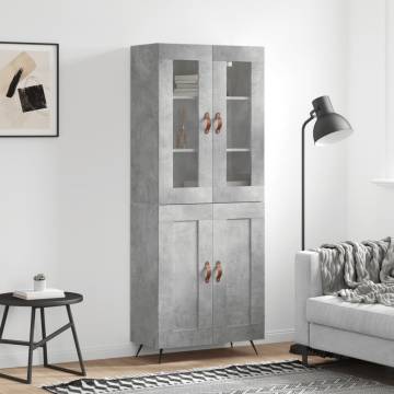 Highboard Concrete Grey 69.5x34x180 cm Engineered Wood