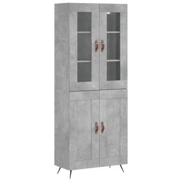 Highboard Concrete Grey 69.5x34x180 cm Engineered Wood