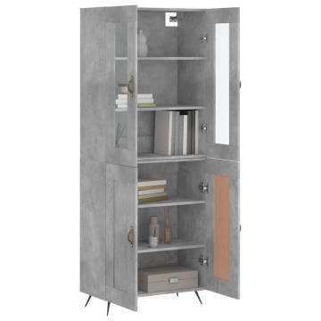 Highboard Concrete Grey 69.5x34x180 cm Engineered Wood