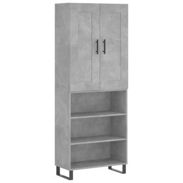 Highboard Concrete Grey 69.5x34x180 cm Engineered Wood