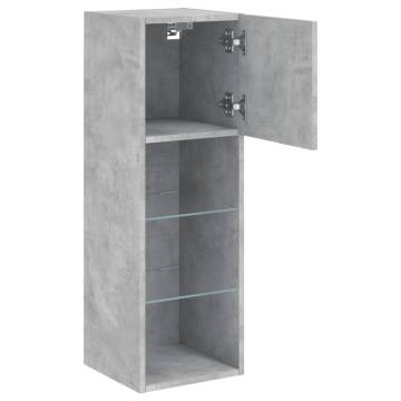 TV Cabinets with LED Lights 2 pcs Concrete Grey 30.5x30x90 cm