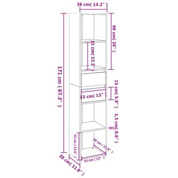 Book Cabinet Black 36x30x171 cm Engineered Wood