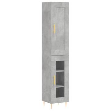 Highboard Concrete Grey 34.5x34x180 cm Engineered Wood