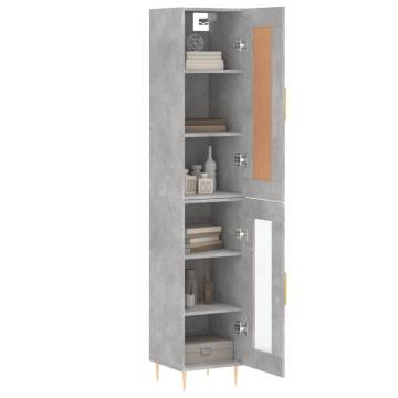 Highboard Concrete Grey 34.5x34x180 cm Engineered Wood