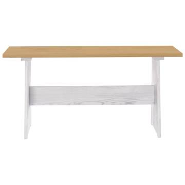 Dining Table with Bench Honey Brown and White Solid Pinewood