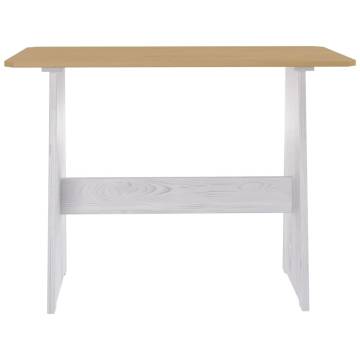 Dining Table with Bench Honey Brown and White Solid Pinewood