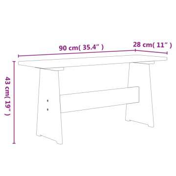 Dining Table with Bench Honey Brown and White Solid Pinewood