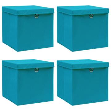 Storage Boxes with Lids 4 pcs Baby Blue 32x32x32 cm Fabric