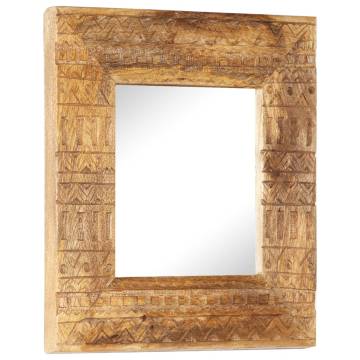 Hand-Carved Mirror 50x50x2.5 cm Solid Mango Wood