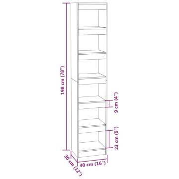 Book Cabinet/Room Divider Grey Sonoma 40x30x198 cm