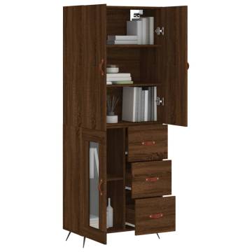 Highboard Brown Oak 69.5x34x180 cm Engineered Wood