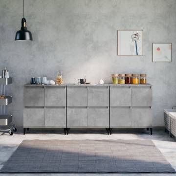 Sideboards 3 pcs Concrete Grey 60x35x70 cm Engineered Wood