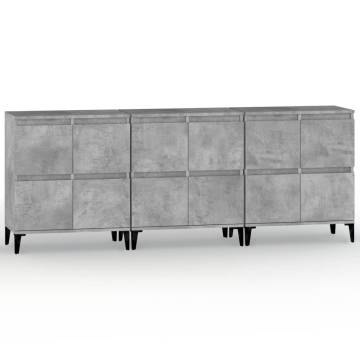 Sideboards 3 pcs Concrete Grey 60x35x70 cm Engineered Wood