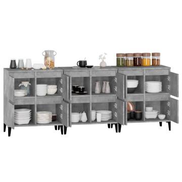 Sideboards 3 pcs Concrete Grey 60x35x70 cm Engineered Wood