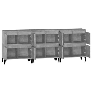 Sideboards 3 pcs Concrete Grey 60x35x70 cm Engineered Wood