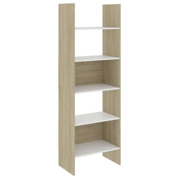 Book Cabinet White and Sonoma Oak 60x35x180 cm Engineered Wood