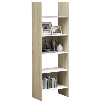 Book Cabinet White and Sonoma Oak 60x35x180 cm Engineered Wood