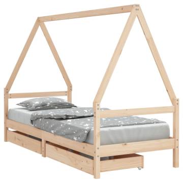 Kids Bed Frame with Drawers 90x200 cm Solid Wood Pine