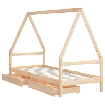 Kids Bed Frame with Drawers 90x200 cm Solid Wood Pine