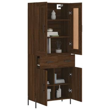 Highboard Brown Oak 69.5x34x180 cm Engineered Wood