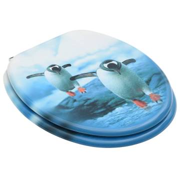 WC Toilet Seats with Lid 2 pcs MDF Penguin Design