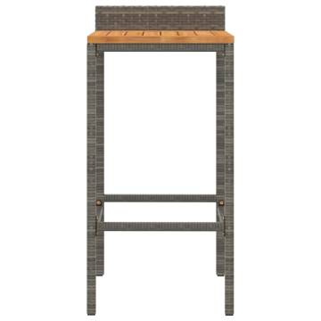 Bar Stools 2 pcs Grey Poly Rattan and Solid Wood Acacia