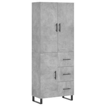 Highboard Concrete Grey 69.5x34x180 cm Engineered Wood