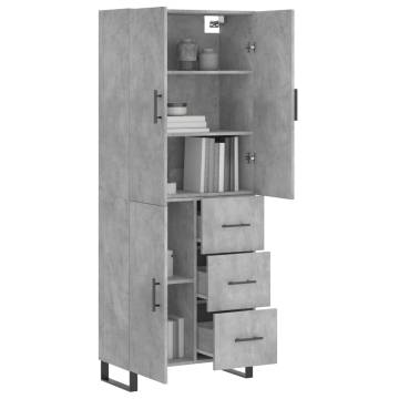 Highboard Concrete Grey 69.5x34x180 cm Engineered Wood