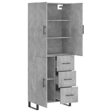 Highboard Concrete Grey 69.5x34x180 cm Engineered Wood