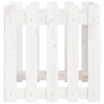 Garden Planter with Fence Design White 50x50x50 cm Solid Wood Pine