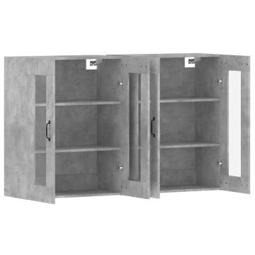 Wall Mounted Cabinets 2 pcs Concrete Grey Engineered Wood