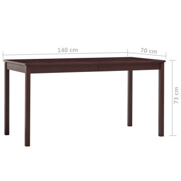 Dining Table Dark Brown 140x70x73 cm Pinewood