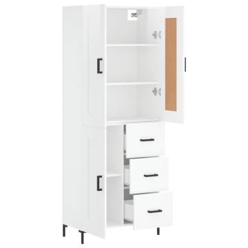 Highboard High Gloss White 69.5x34x180 cm Engineered Wood