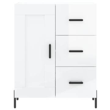 Highboard High Gloss White 69.5x34x180 cm Engineered Wood