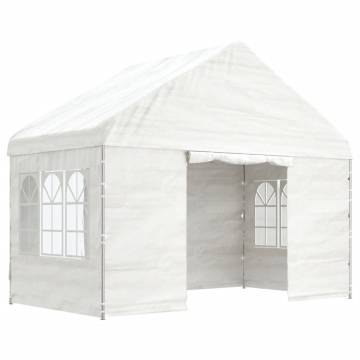 Gazebo with Roof White 4.08x2.23x3.22 m Polyethylene