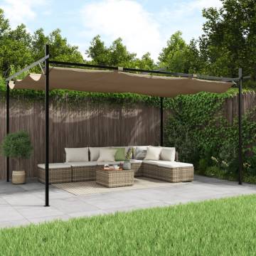 Pergola with Retractable Roof Taupe 395x292x230 cm