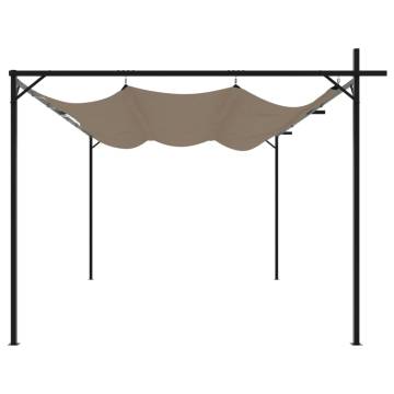 Pergola with Retractable Roof Taupe 395x292x230 cm