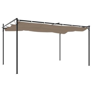 Pergola with Retractable Roof Taupe 395x292x230 cm