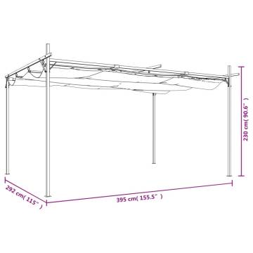 Pergola with Retractable Roof Taupe 395x292x230 cm