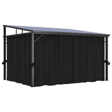 Gazebo with Curtain 405x294x244 cm Anthracite