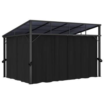 Gazebo with Curtain 405x294x244 cm Anthracite