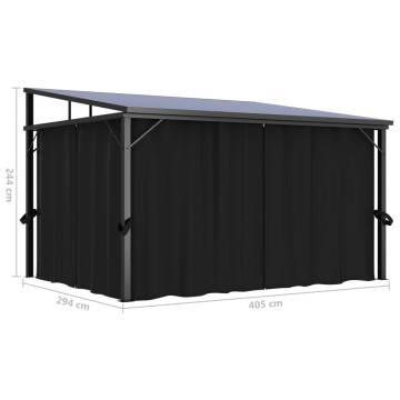 Gazebo with Curtain 405x294x244 cm Anthracite