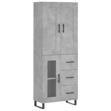 Highboard Concrete Grey 69.5x34x180 cm Engineered Wood